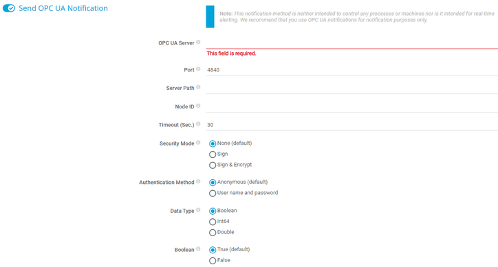 Send OPC UA Notification